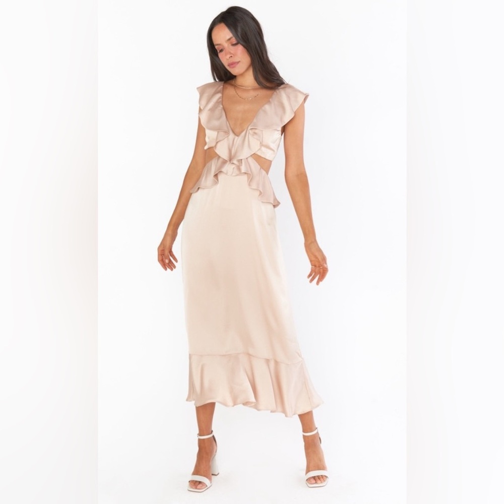 Show Me Your Mumu Zoey Midi Dress - Champagne Satin